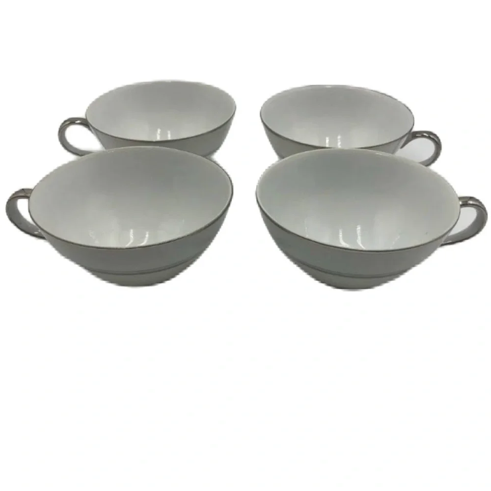 Vintage Victoria Fine China From Japan Set of 4 Tea Coffee Cups White Porcelain